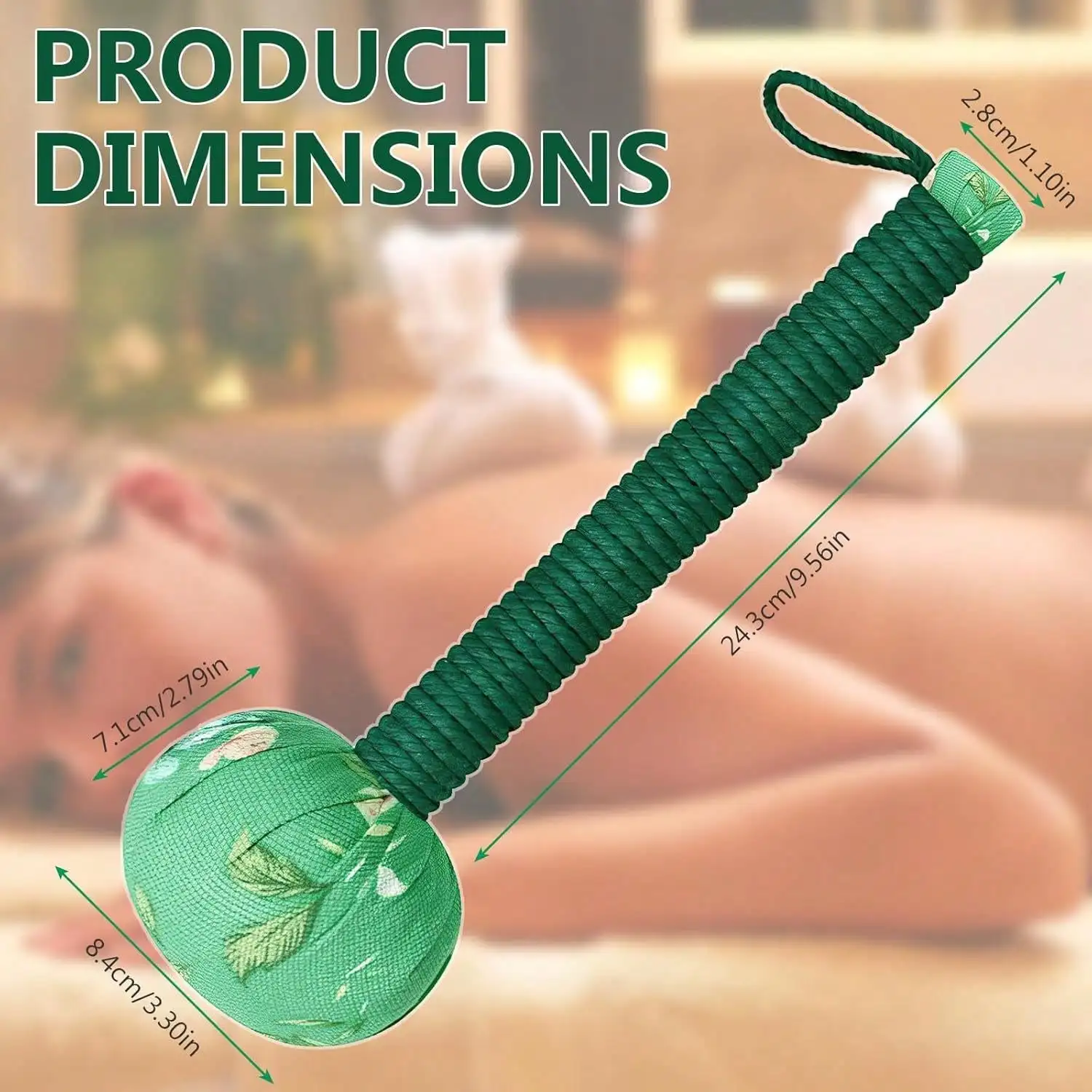 Long-Handled Wormwood Massage Hammer for Lymphatic Drainage – Manual Full Body and Back Relief, Stress Reduction, Nylon