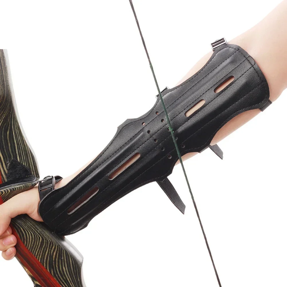 Long Leather Armguard Bow And Arrow Equipment Archery Supplies Lengthened Arm Guard With Holes Leather 30x13cm Long Leather Armguard Bow And Arrow Equipment Archery Supplies Lengthened Arm Guard With Holes Leather 30x13cm