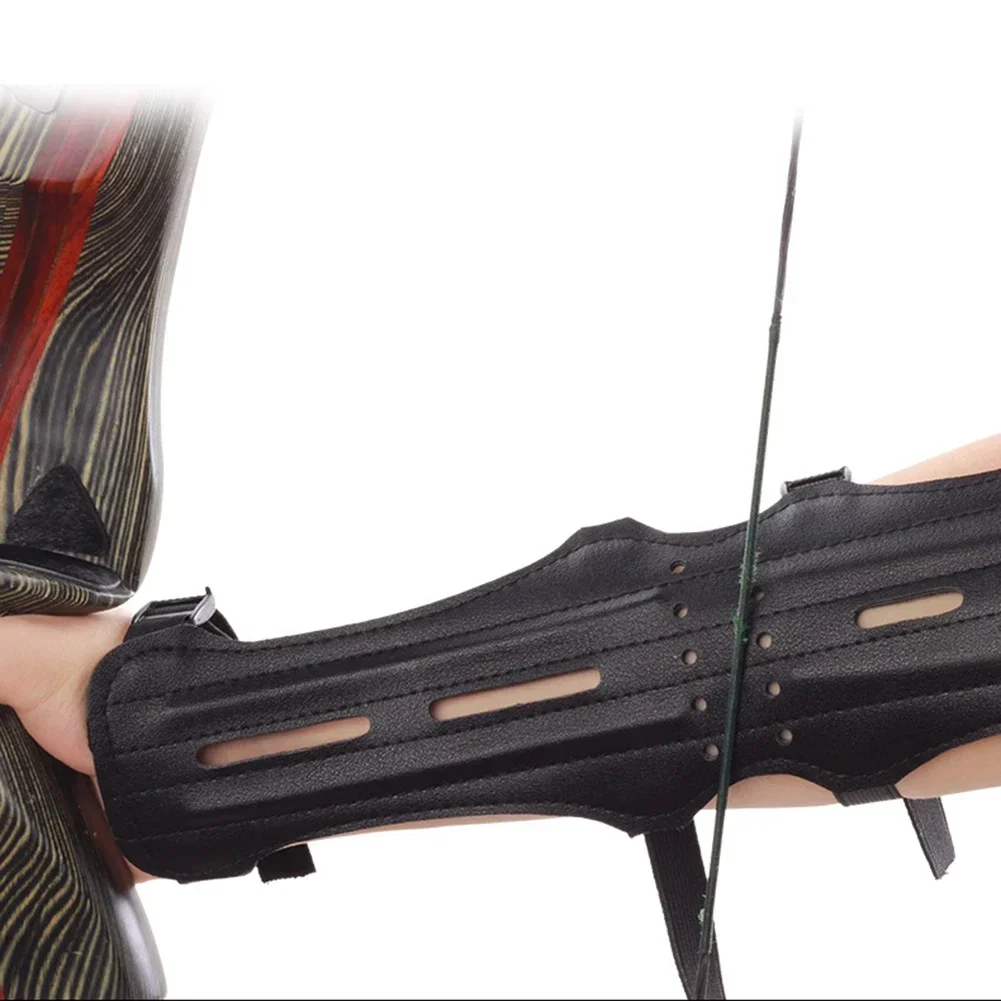 Long Leather Armguard Bow And Arrow Equipment Archery Supplies Lengthened Arm Guard With Holes Leather 30x13cm