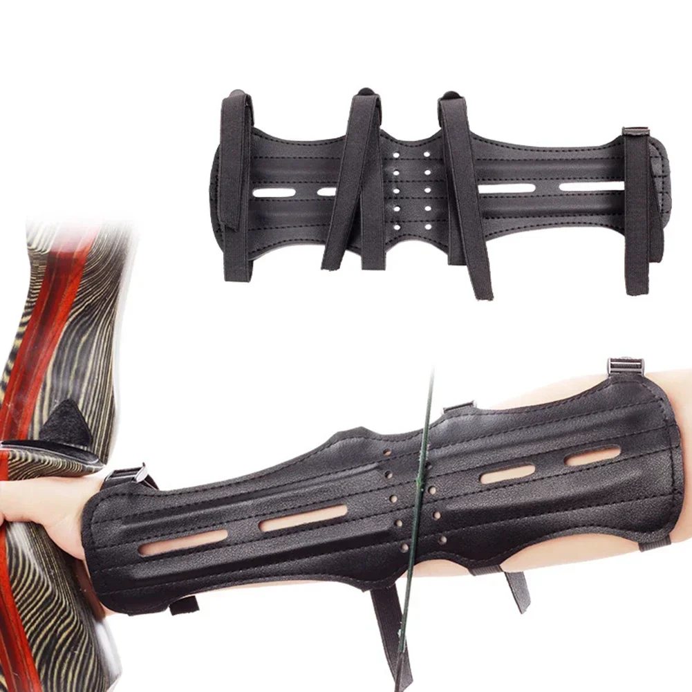 Long Leather Armguard Bow And Arrow Equipment Archery Supplies Lengthened Arm Guard With Holes Leather 30x13cm
