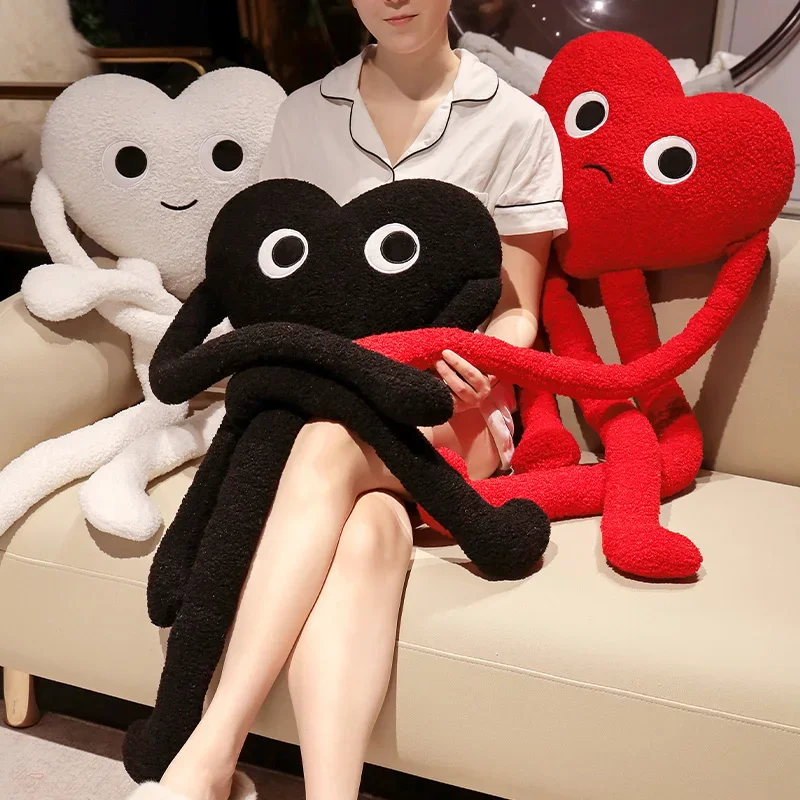 Long Legs Love Heart Shape Pillow Cute Stuffed Red Black White Heart Pillow Soft Plush Toys Lover Friends Festival