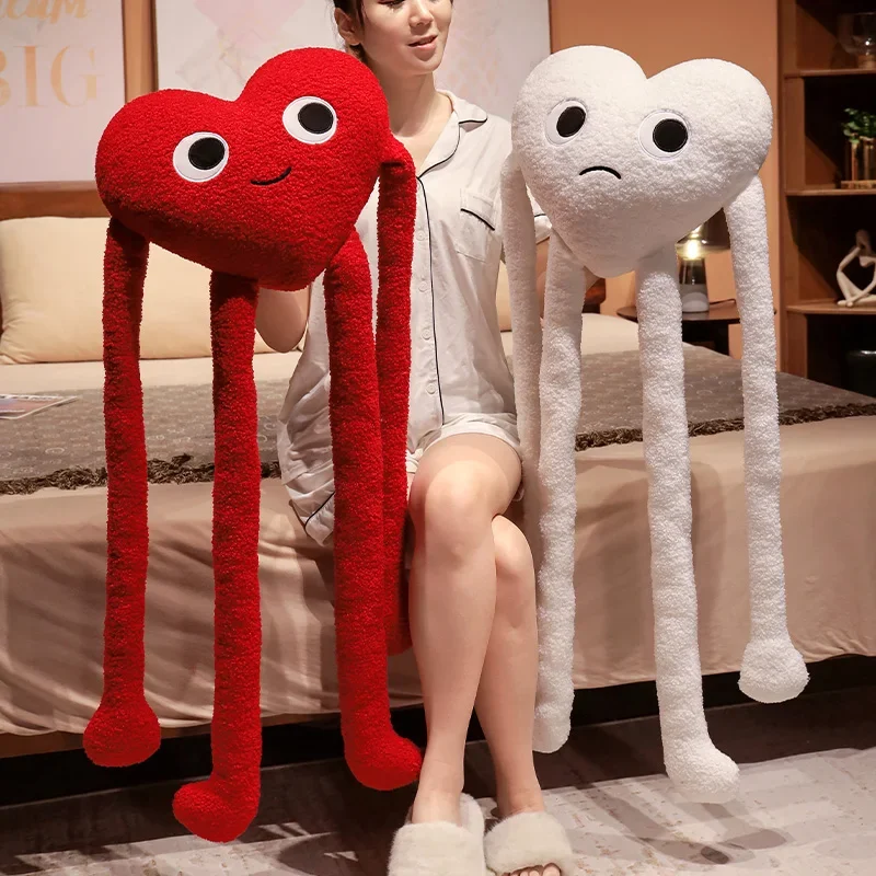 Long Legs Love Heart Shape Pillow Cute Stuffed Red Black White Heart Pillow Soft Plush Toys Lover Friends Festival