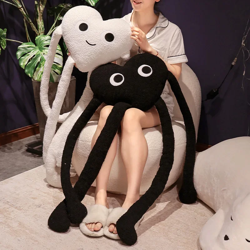 Long Legs Love Heart Shape Pillow Cute Stuffed Red Black White Heart Pillow Soft Plush Toys Lover Friends Festival
