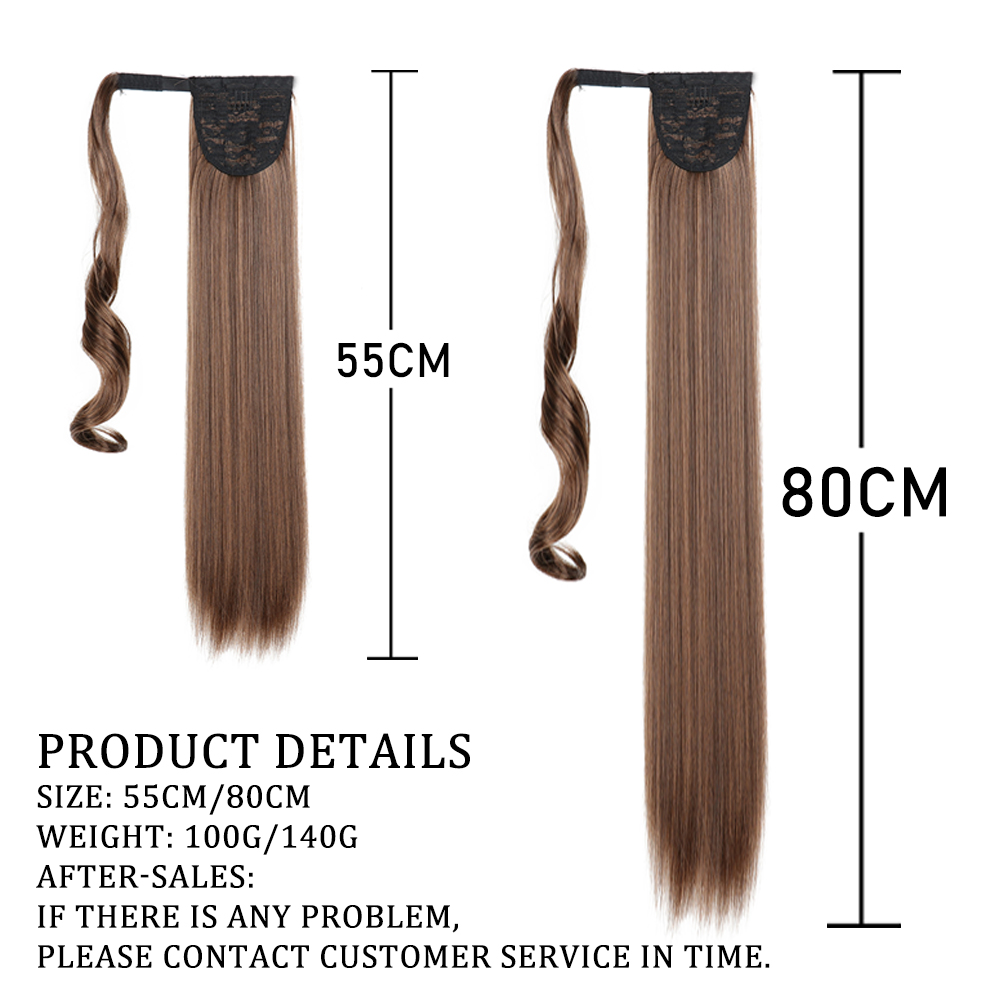 Long Straight Ponytail Hair Synthetic Extensions Heat Resistant Hair Wrap Around Pony Hairpiece for Women Long Straight Ponytail Hair Synthetic Extensions Heat Resistant Hair Wrap Around Pony Hairpiece for Women