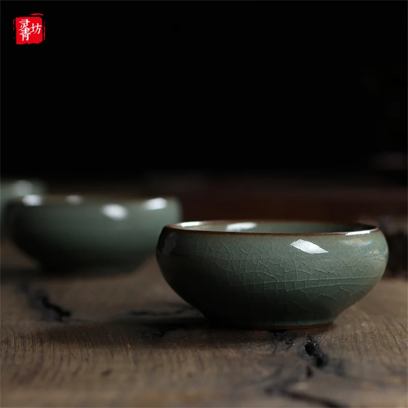Longquan Celadon Porcelain Teacups Chinese Teapot Golden Fish Tea Cup Bowl 60ml
