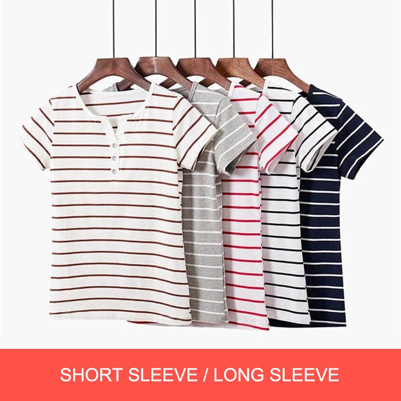 Long/Short Sleeves Striped Top For Women Long/Short Sleeves Striped Top For Women