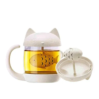 Loose Tea Infuser Cat Glass Mug Loose Tea Infuser Cat Glass Mug
