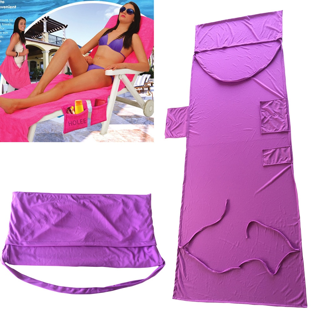 Lounge Chair Towel Cover with Pockets