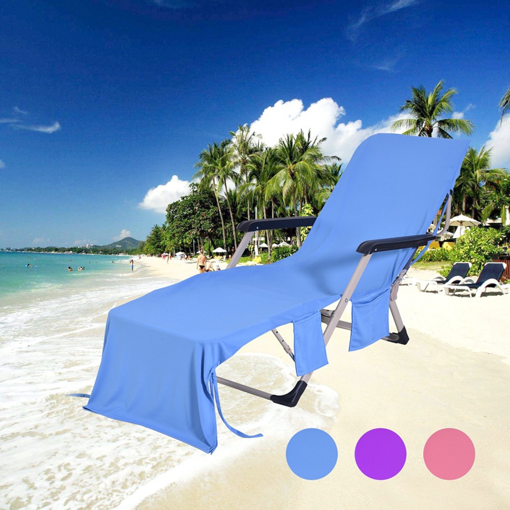 Lounge Chair Towel Cover with Pockets