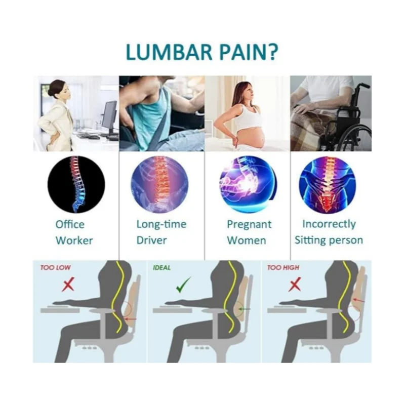 Lumbar Support Pillow for Office Chair Back Support Pillow for Car, Computer, Gaming Chair, Recliner Memory Foam Back Lumbar Support Pillow for Office Chair Back Support Pillow for Car, Computer, Gaming Chair, Recliner Memory Foam Back