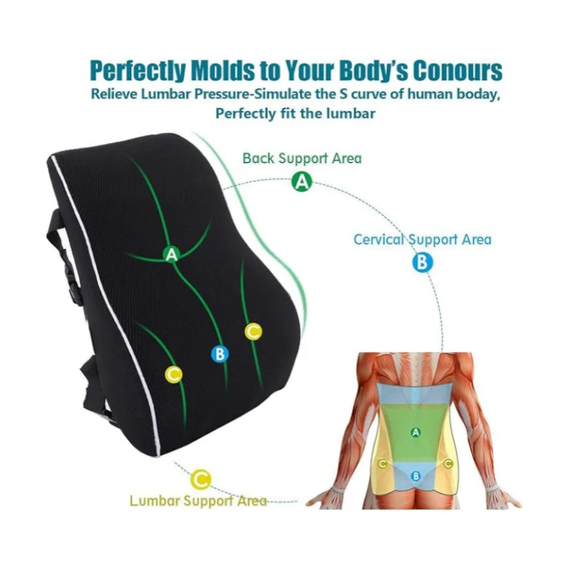 Lumbar Support Pillow for Office Chair Back Support Pillow for Car, Computer, Gaming Chair, Recliner Memory Foam Back Lumbar Support Pillow for Office Chair Back Support Pillow for Car, Computer, Gaming Chair, Recliner Memory Foam Back
