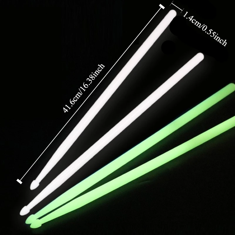 Luminous Drum Stick Nylon Fluorescent Drumsticks Glow in The Dark Bright Light Musical Instruments
