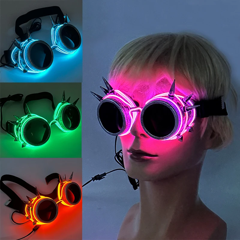 Luminous Fluorescent Glasses Glowing Party Supplies Steampunk LED Glasses With Lights Flashing Neon Goggles Glasses