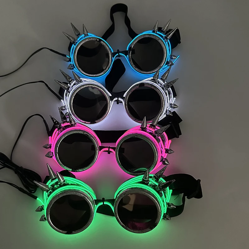 Luminous Fluorescent Glasses Glowing Party Supplies Steampunk LED Glasses With Lights Flashing Neon Goggles Glasses