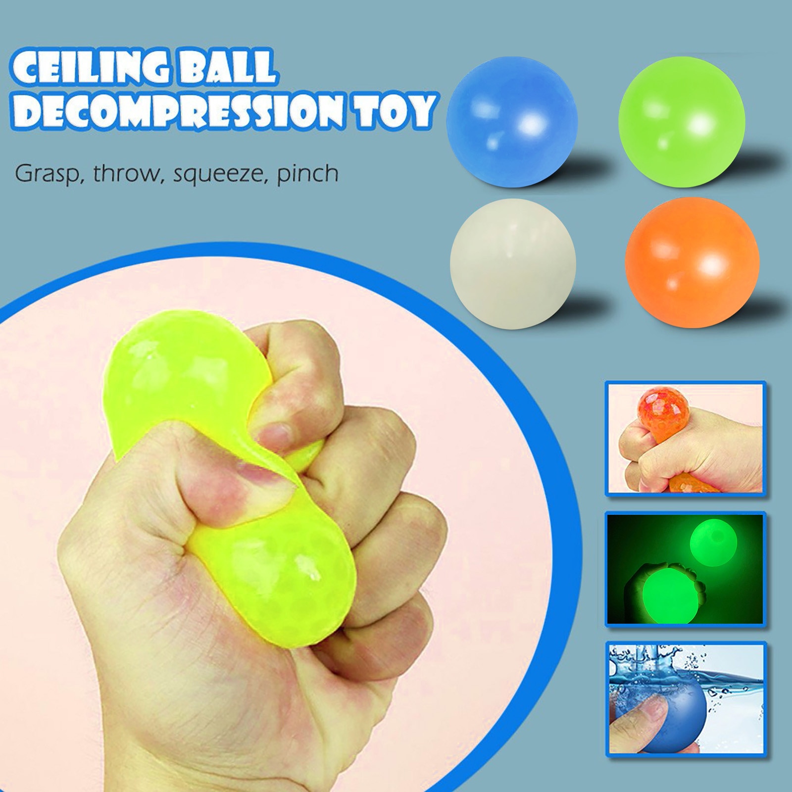 Luminous Sticky Wall Balls Catch and Throw Ball (Set of 4) Luminous Sticky Wall Balls Catch and Throw Ball (Set of 4)