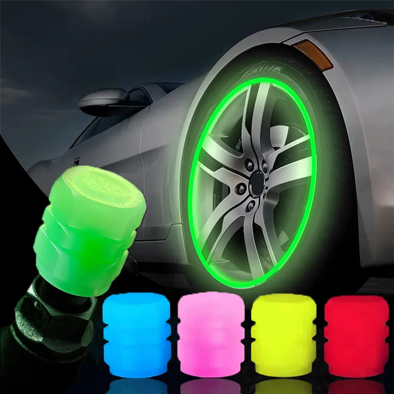 Luminous Valve Caps Fluorescent Green Blue Night Glowing Car Motorcycle Bicycle Wheel Styling Tyre Hub Universal Cap