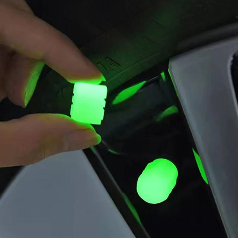 Luminous Valve Caps Fluorescent Green Blue Night Glowing Car Motorcycle Bicycle Wheel Styling Tyre Hub Universal Cap