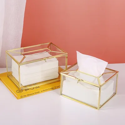 Luxurious Metallic Glass Tissue Box