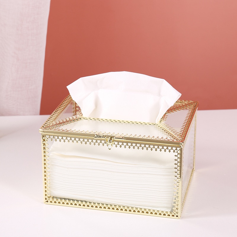Luxurious Metallic Glass Tissue Box