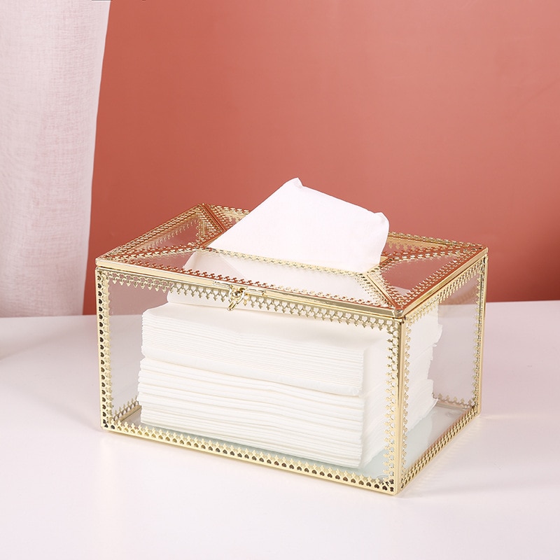 Luxurious Metallic Glass Tissue Box