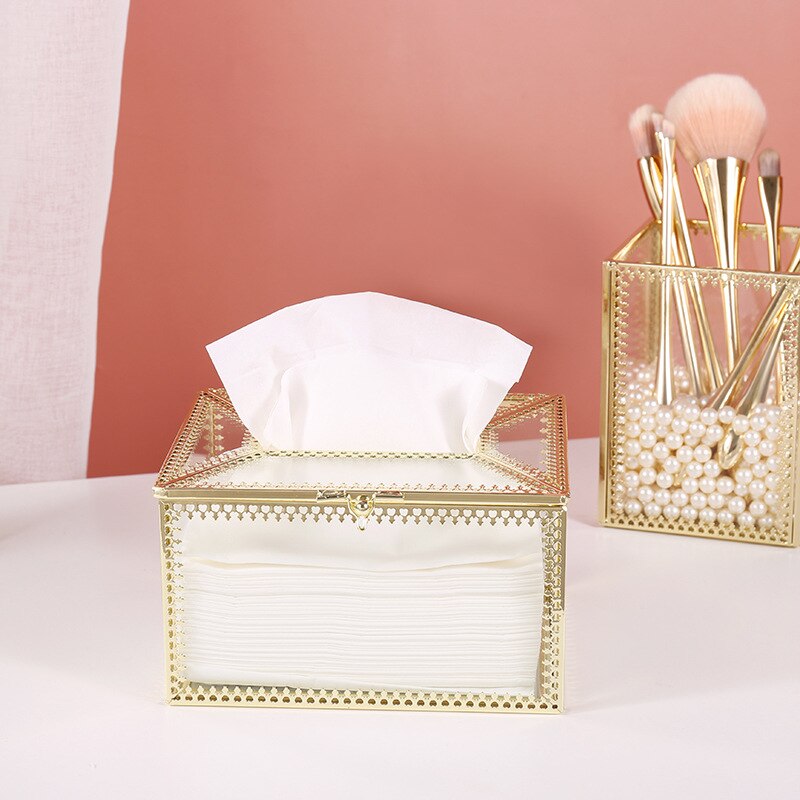Luxurious Metallic Glass Tissue Box