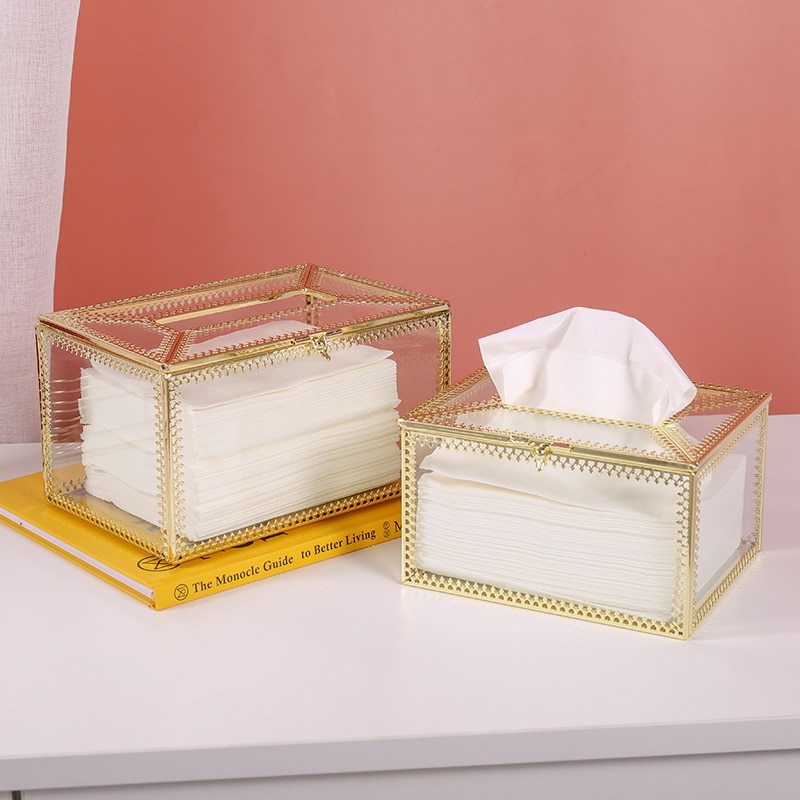 Luxurious Metallic Glass Tissue Box