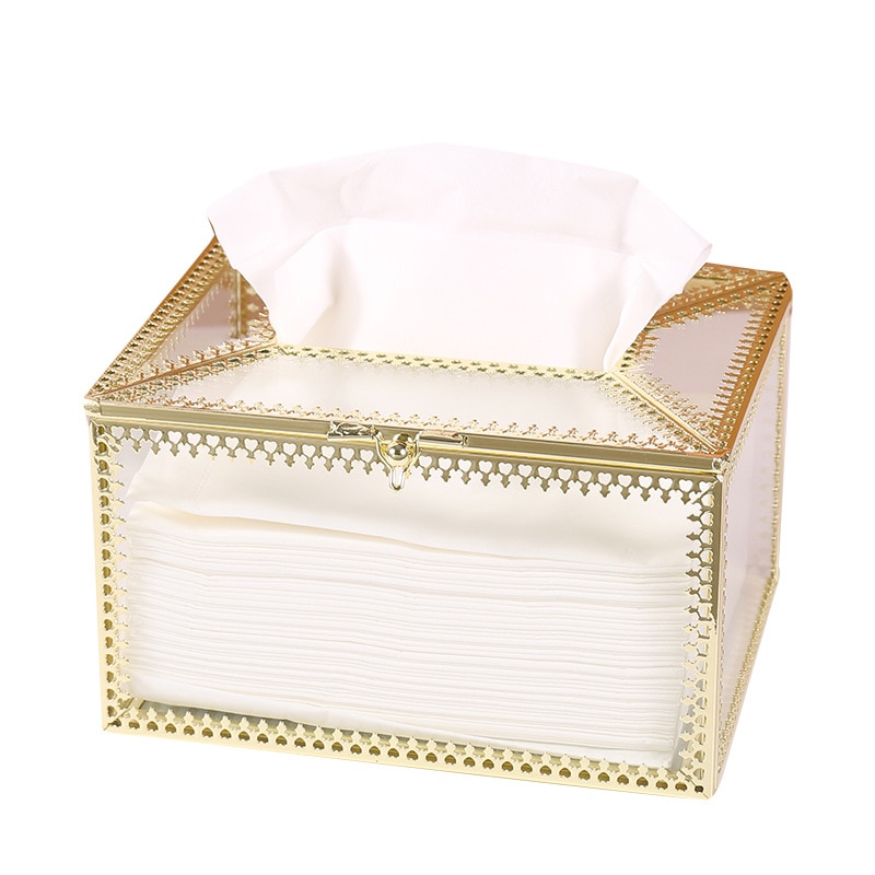 Luxurious Metallic Glass Tissue Box