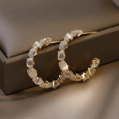Luxurious Opal Hoop Earrings