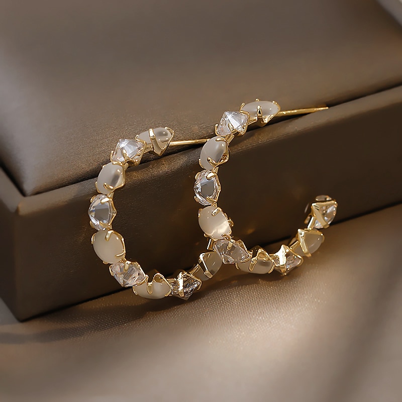 Luxurious Opal Hoop Earrings Luxurious Opal Hoop Earrings