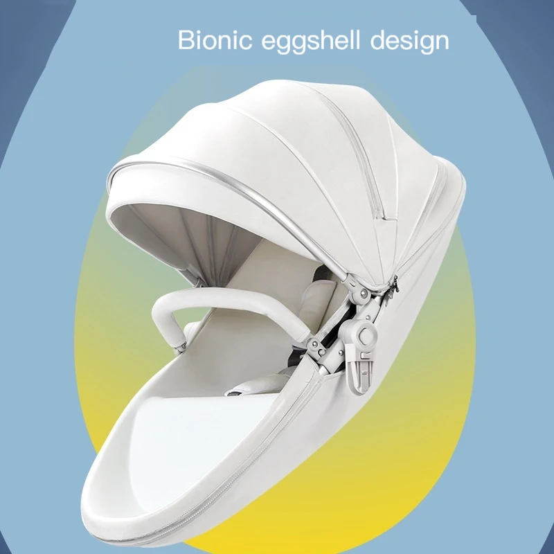 Luxury Baby Stroller 3 In 1 Baby Carriage with Car Seat Eggshell Newborn Baby Stroller Leather Baby Carriage High