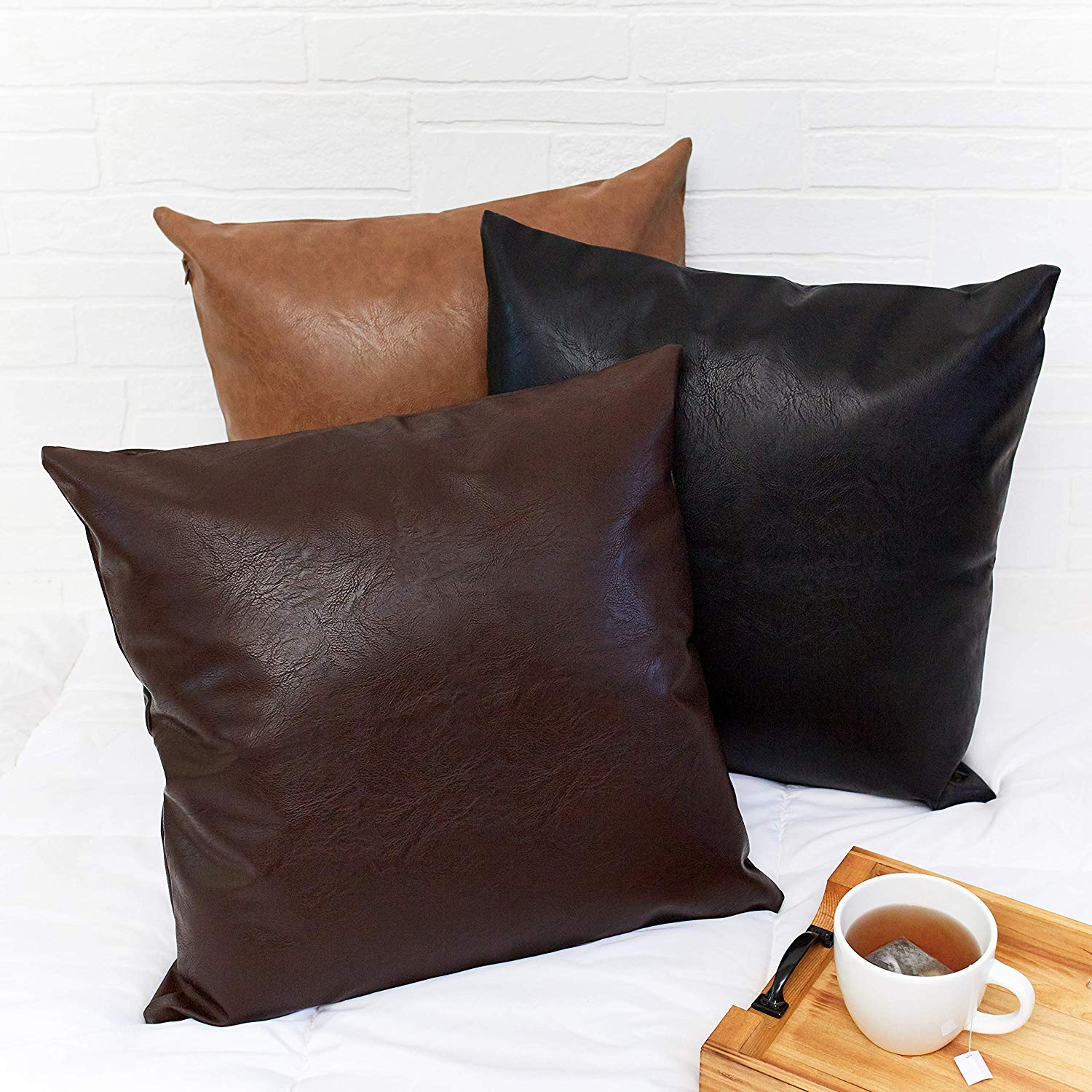 Luxury Faux Leather Throw Pillow Cover