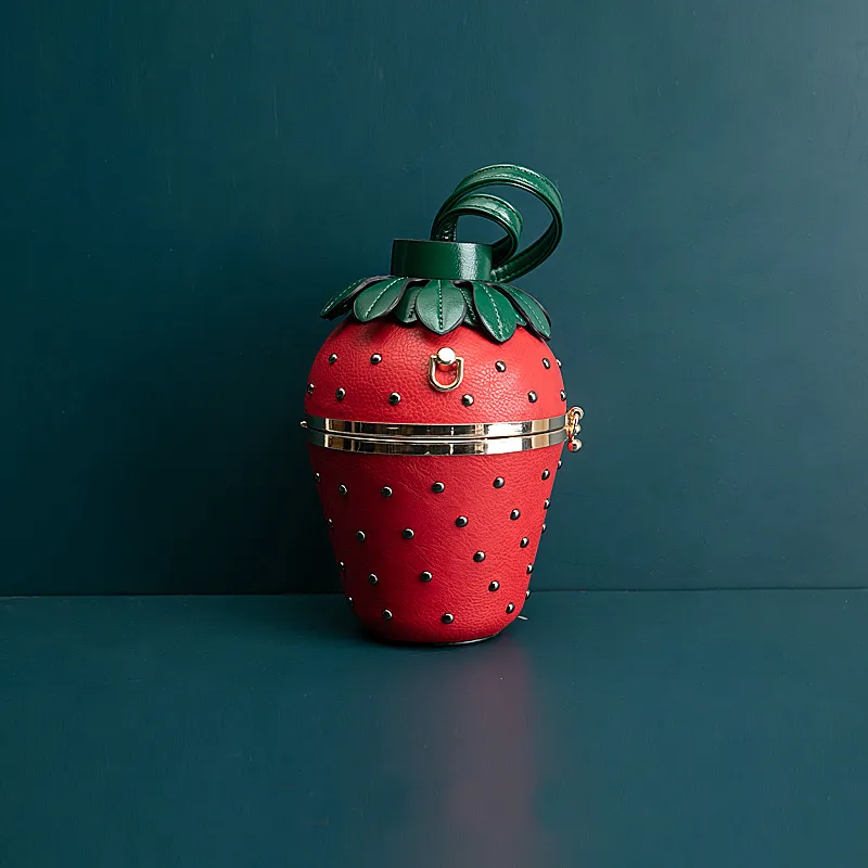 Luxury Strawberry Design Evening Bucket Clutch Bag Purse and Handbag