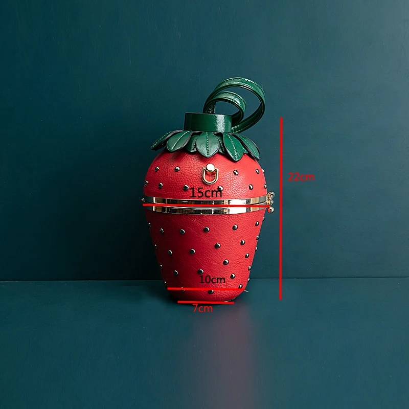 Luxury Strawberry Design Evening Bucket Clutch Bag Purse and Handbag