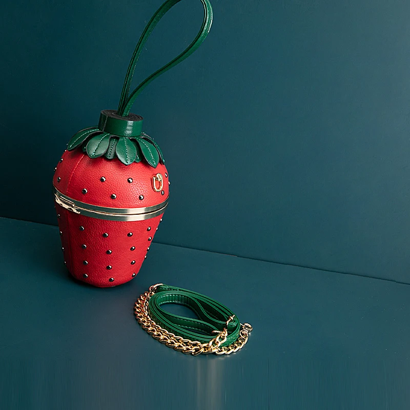 Luxury Strawberry Design Evening Bucket Clutch Bag Purse and Handbag