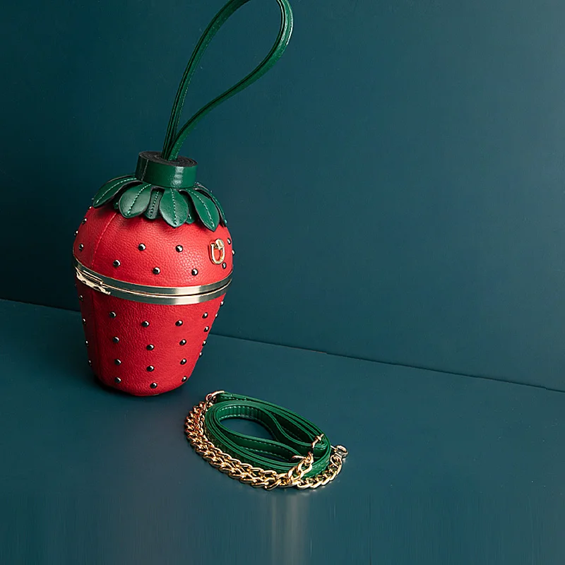 Luxury Strawberry Design Evening Bucket Clutch Bag Purse and Handbag
