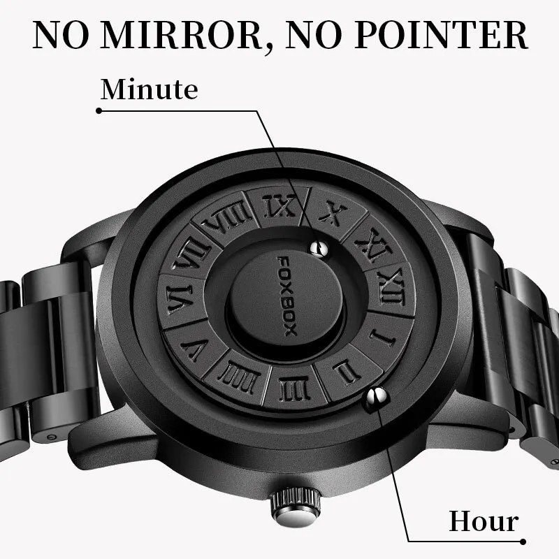 Luxury Watch Men Creative Scrolling Pointer Magnetic Force Sport Watches Men Quartz Chronograph Man Clock Relogio
