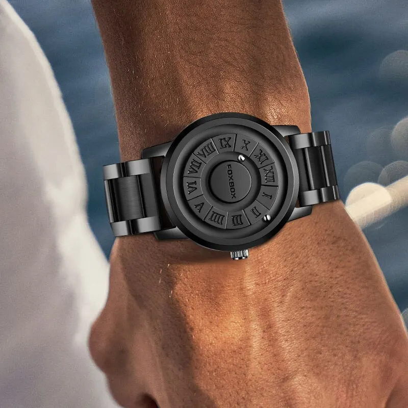 Luxury Watch Men Creative Scrolling Pointer Magnetic Force Sport Watches Men Quartz Chronograph Man Clock Relogio