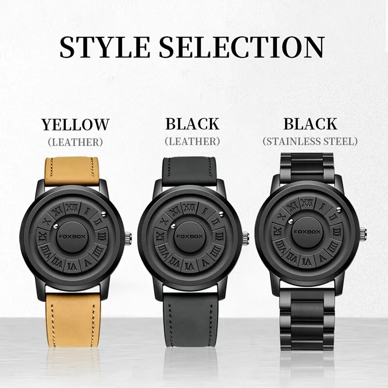Luxury Watch Men Creative Scrolling Pointer Magnetic Force Sport Watches Men Quartz Chronograph Man Clock Relogio
