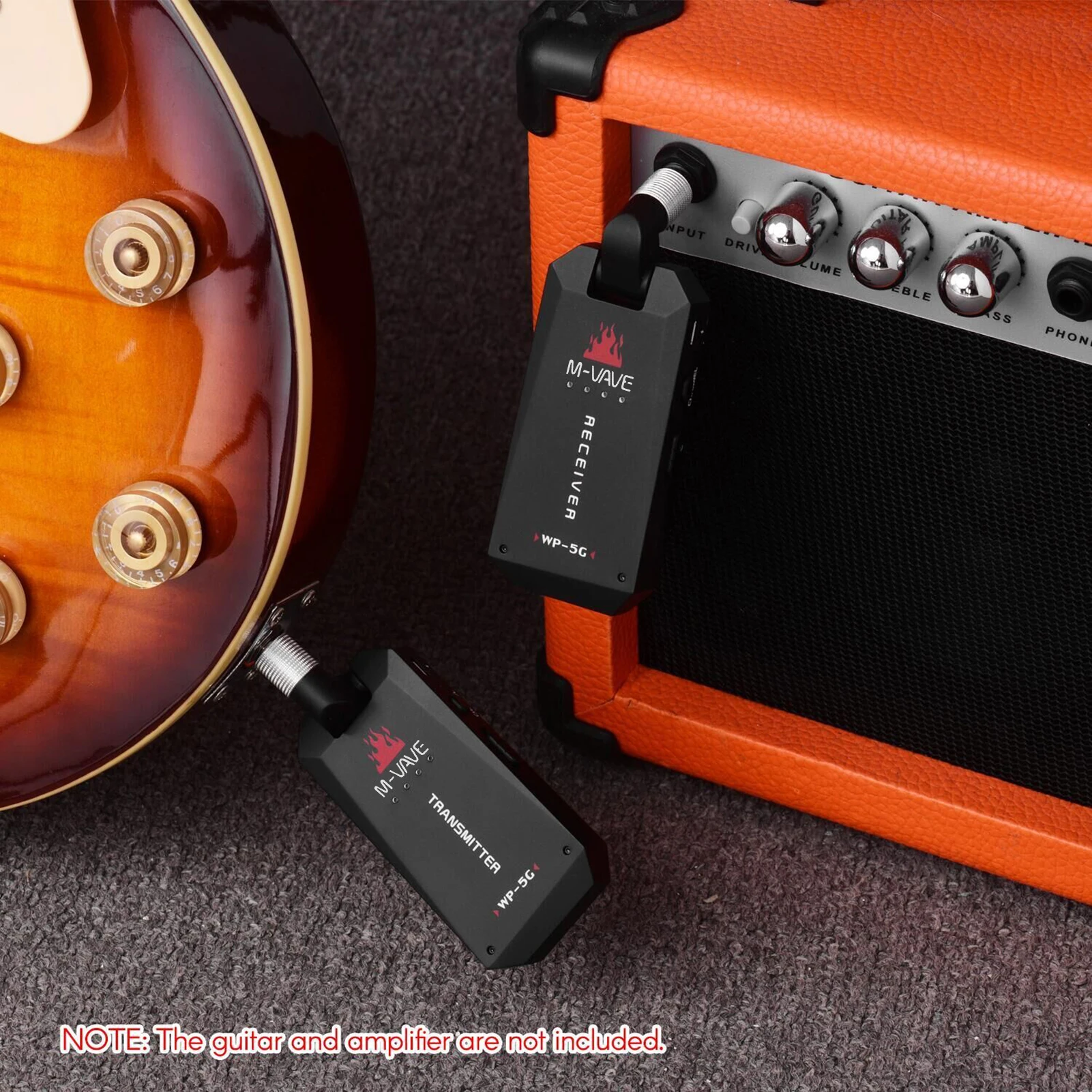 M-VAVE WP-5G 5.8G Wireless Guitar System Rechargeable Audio Transmitter Receiver Guitar Amplifier Guitar Accessory
