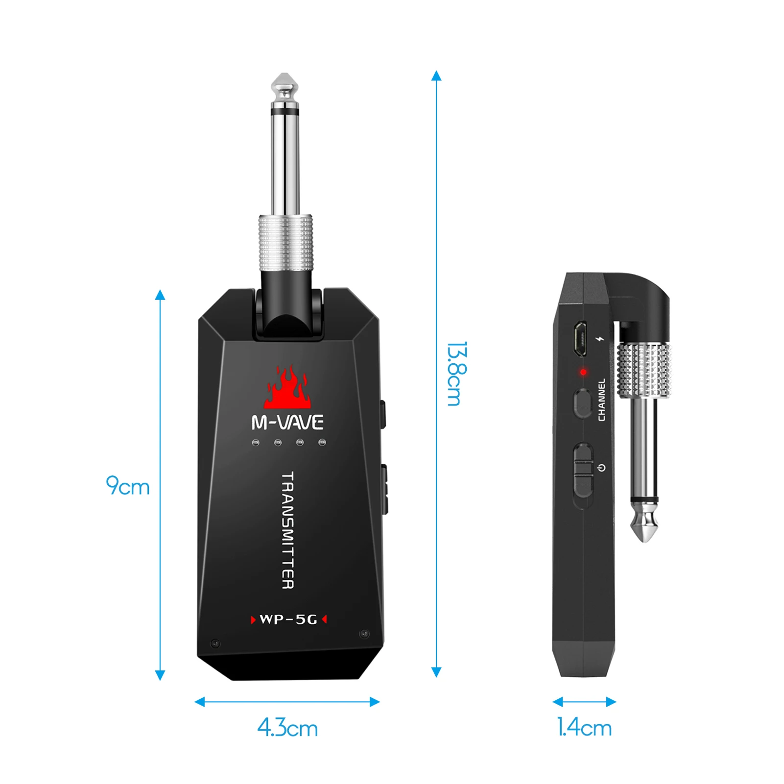 M-VAVE WP-5G 5.8G Wireless Guitar System Rechargeable Audio Transmitter Receiver Guitar Amplifier Guitar Accessory