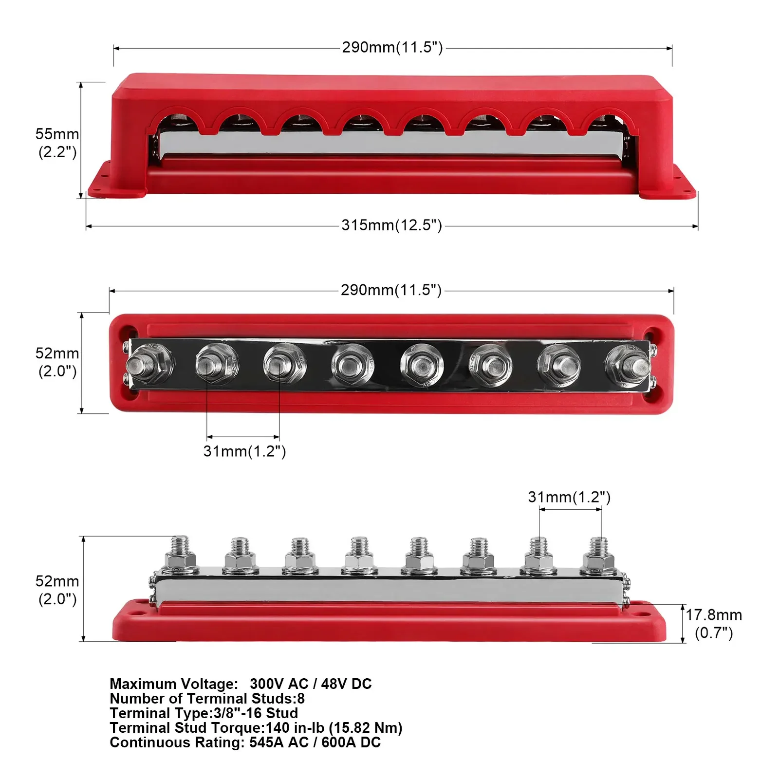 M10 Car Terminal Block Negative Bus 24V 600A Terminal Block 3/8″ Power Distribution Block M10 Termianl Bus for M10 Car Terminal Block Negative Bus 24V 600A Terminal Block 3/8″ Power Distribution Block M10 Termianl Bus for