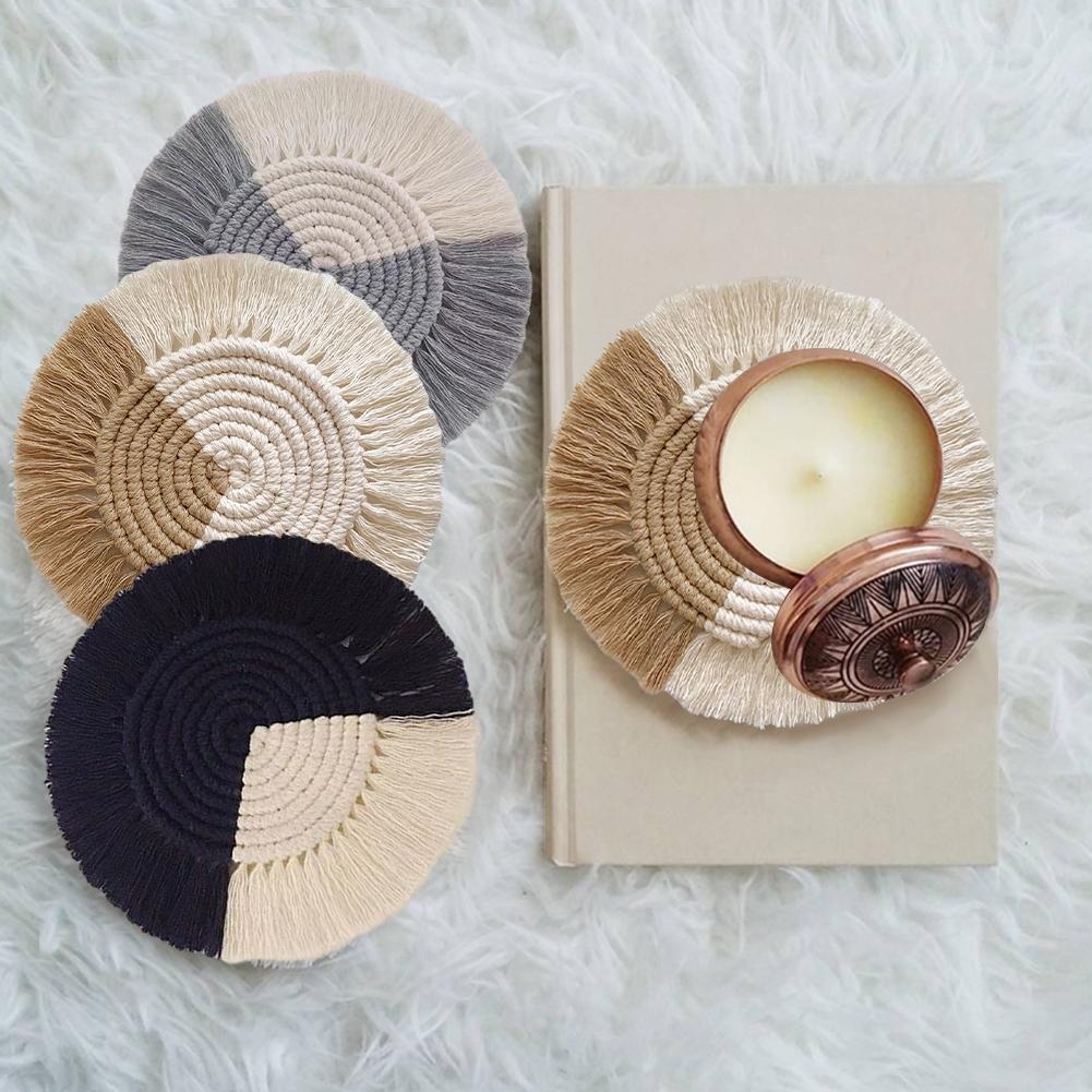Macrame Coaster Woven Mini Mat Macrame Coaster Woven Mini Mat