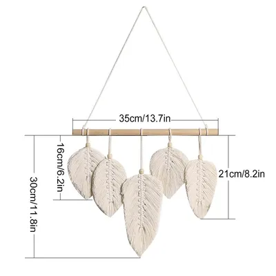 Macrame Feather Wall Hanging Decor