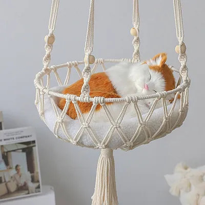 Macrame Hanging Cat Bed Hammock Macrame Hanging Cat Bed Hammock