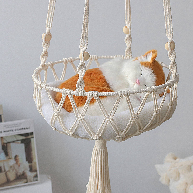 Macrame Hanging Cat Bed Hammock Macrame Hanging Cat Bed Hammock