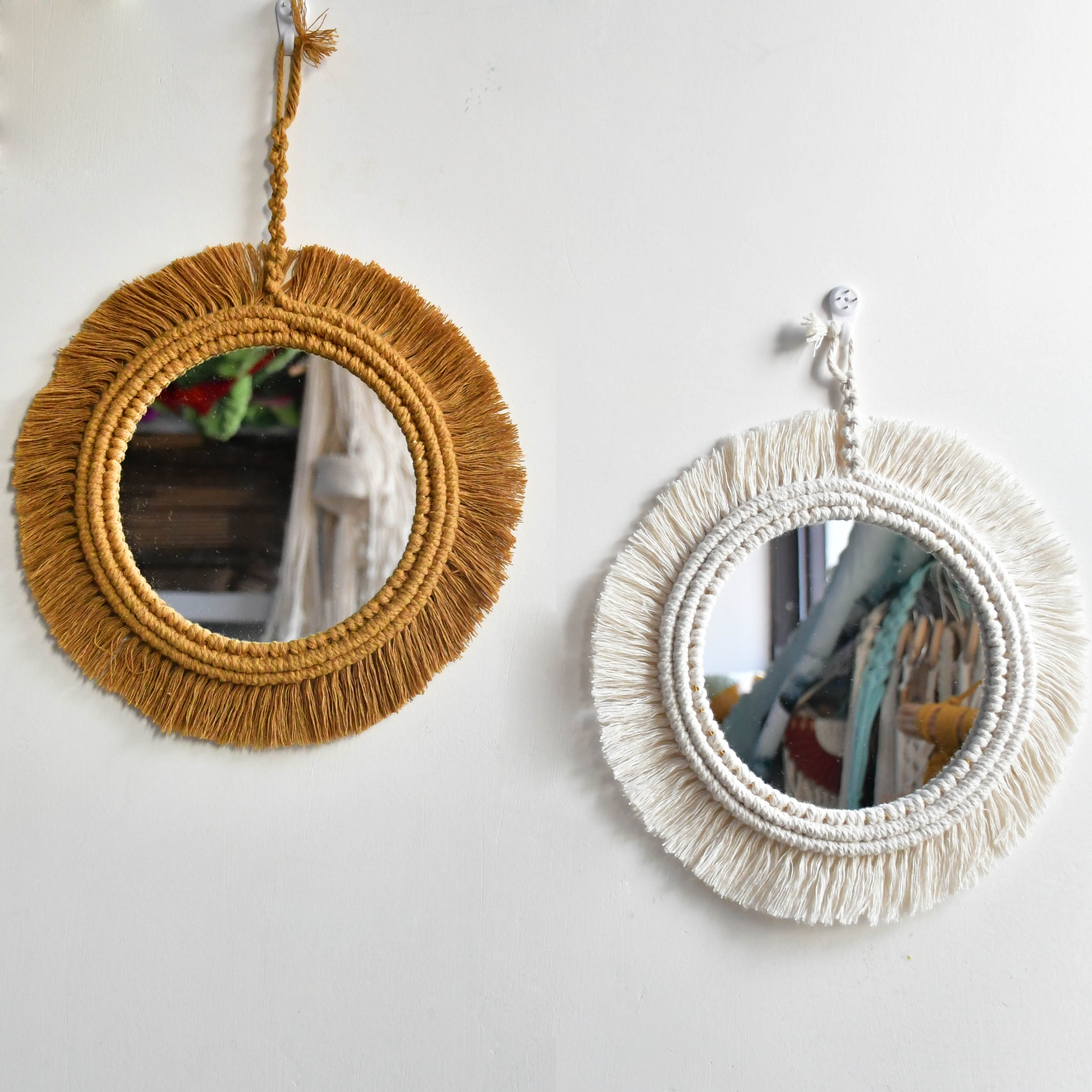 Macrame Mirror Wall Hanging Decor Macrame Mirror Wall Hanging Decor