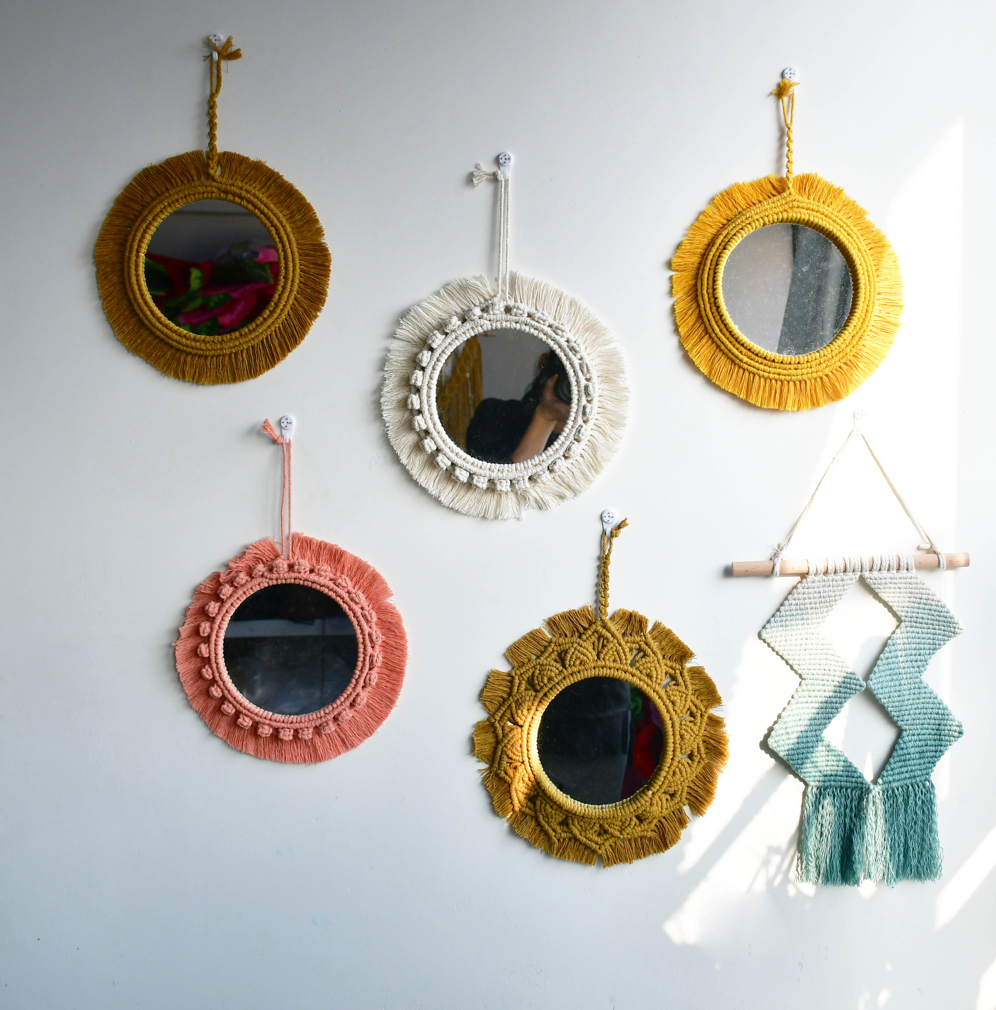 Macrame Mirror Wall Hanging Decor Macrame Mirror Wall Hanging Decor
