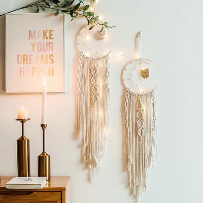 Macrame Moon Wall Hanging Dreamcatcher Macrame Moon Wall Hanging Dreamcatcher
