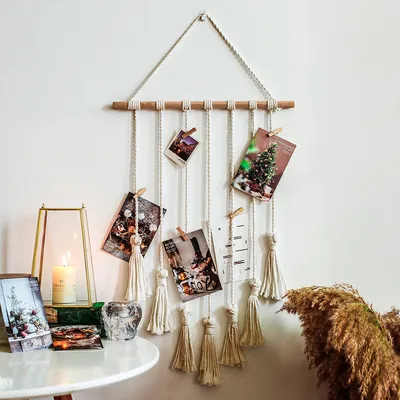 Macrame Photo Display with 20 Clips Macrame Photo Display with 20 Clips