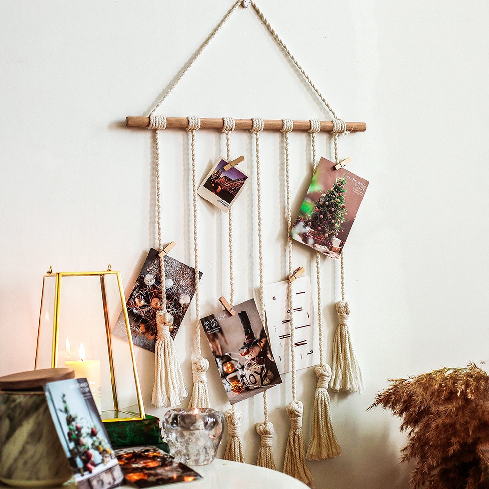 Macrame Photo Display with 20 Clips Macrame Photo Display with 20 Clips